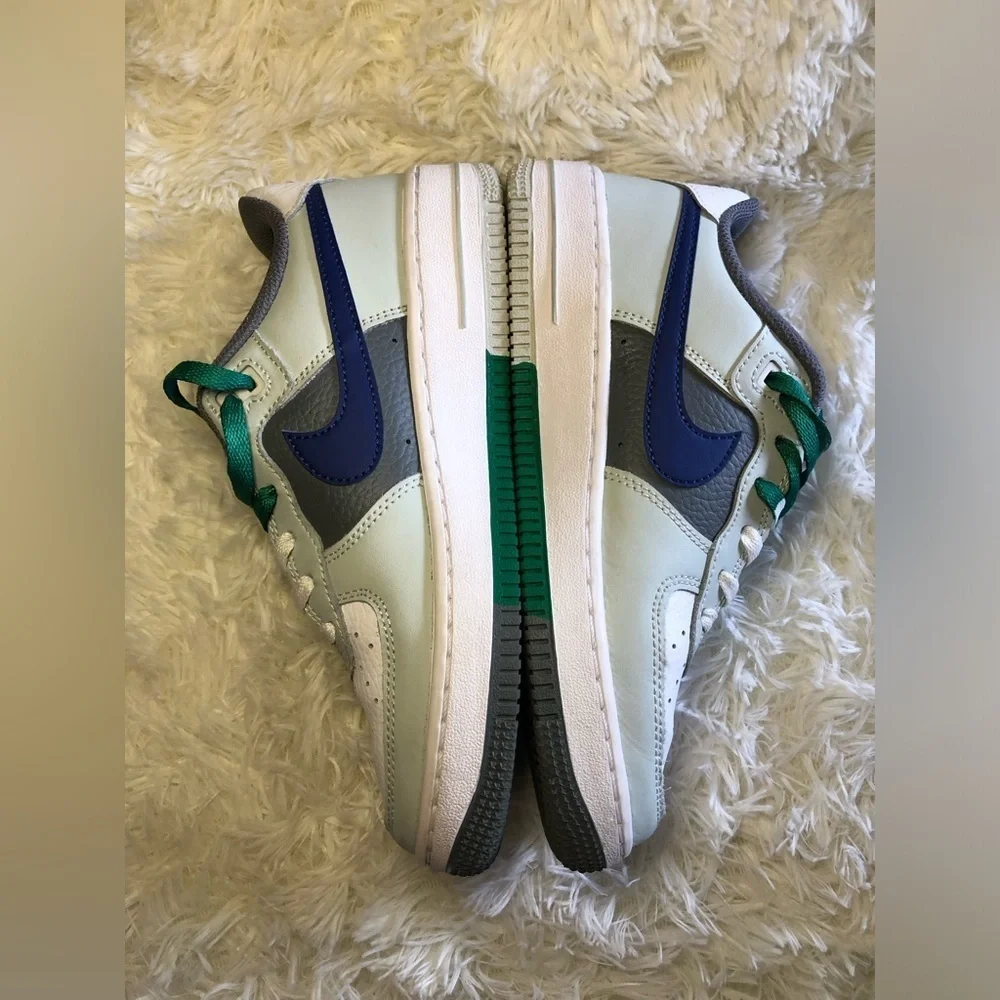 Nike Air Force 1 Low LV8 Light Green Remix (GS) Nike- White, Green, and Blue 5.5